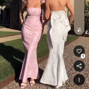 Formal Dresses with Bow Strapless Long Satin Formal Evening Party Gown